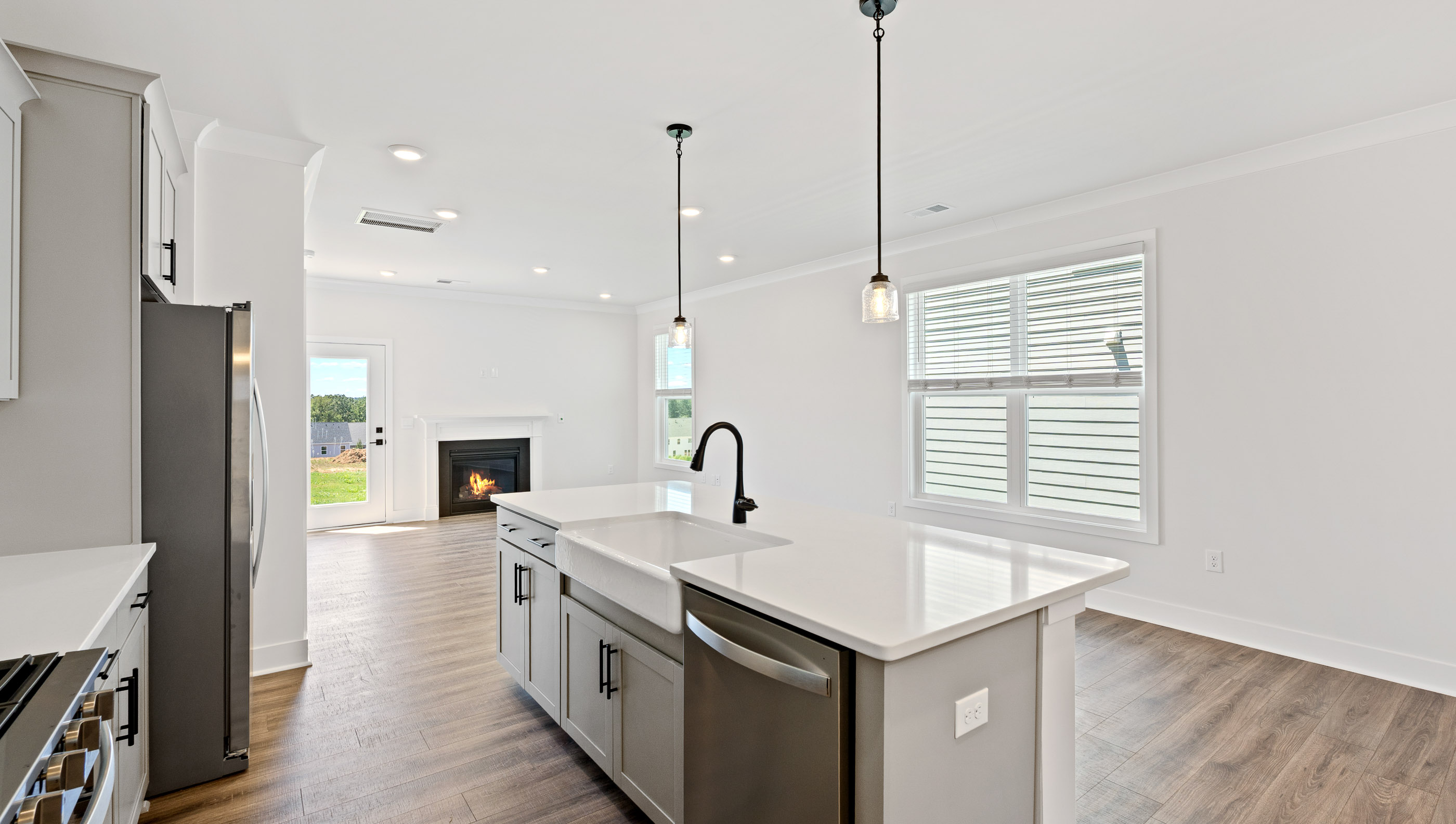 Kitchen open to the living room.