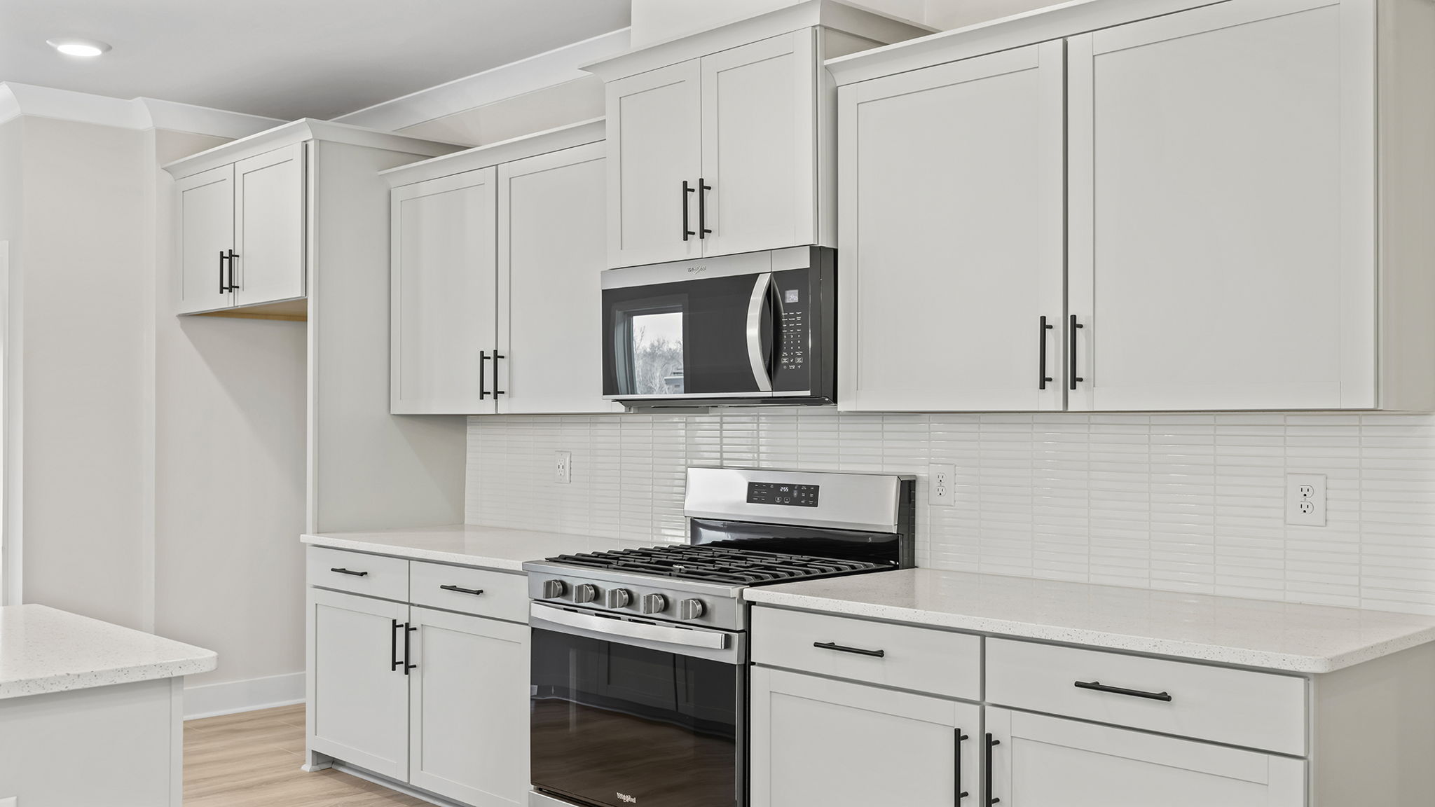 Stainless steel gas range.