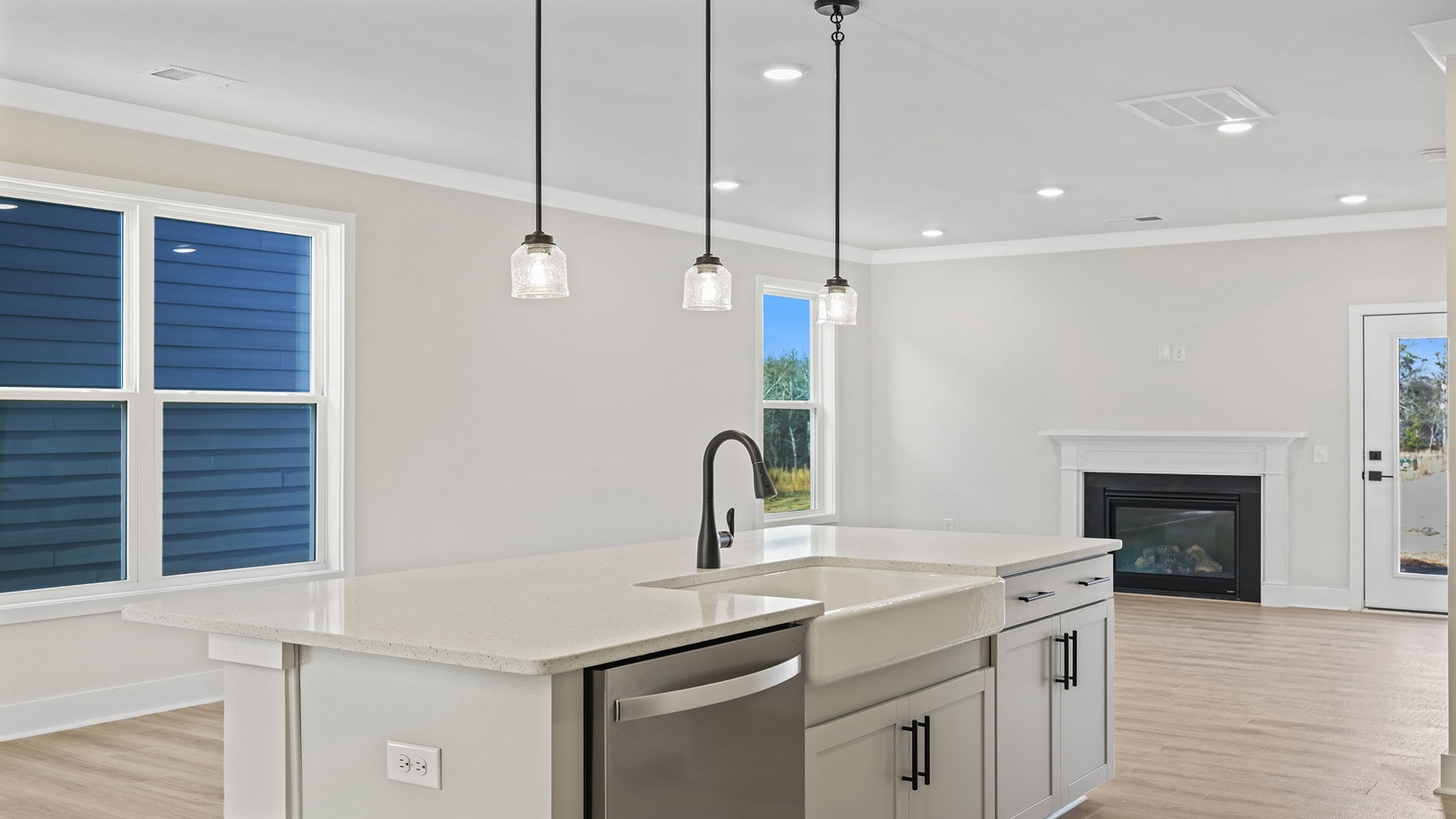 Kitchen island with sink.