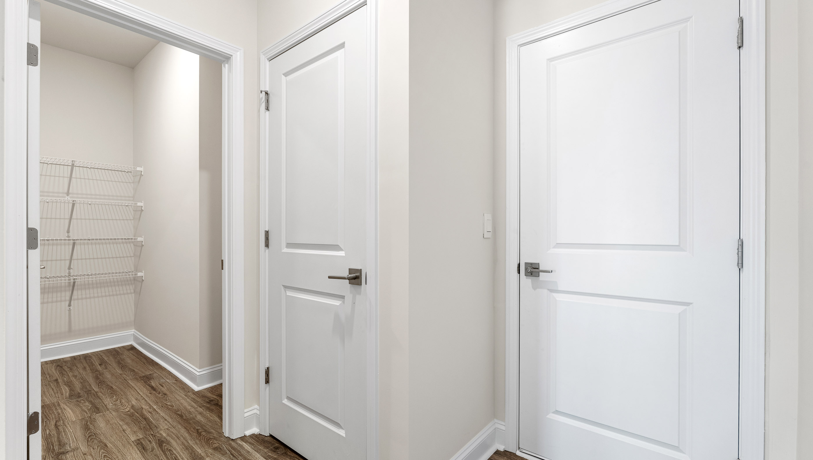 Hallway with closets.