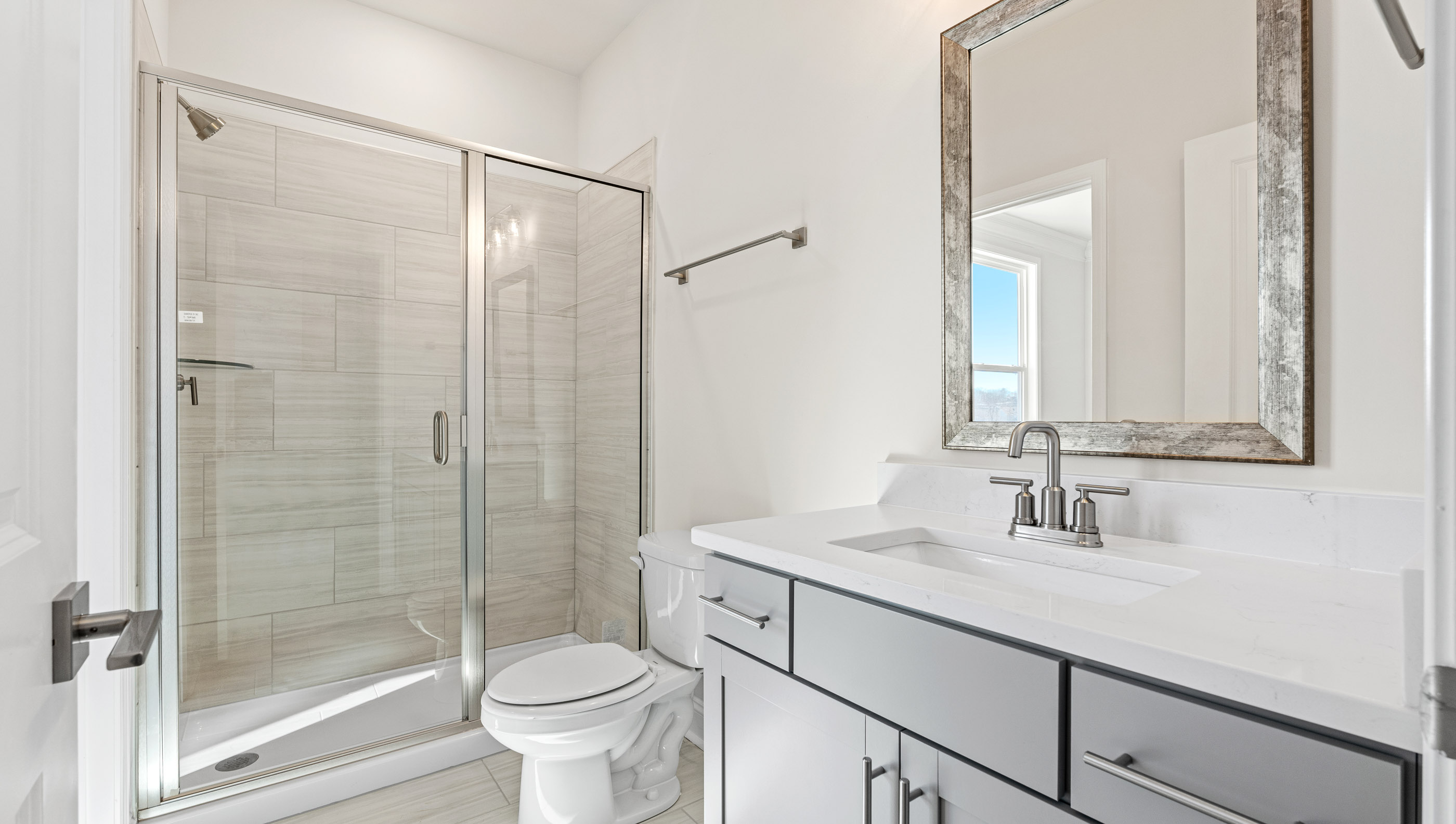 Bathroom with vanity sink.
