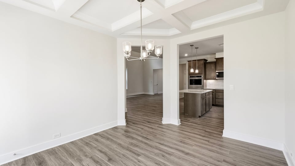 Dining room with windows.