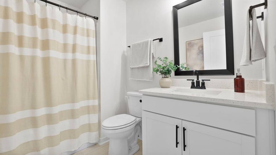 Bathroom with vanity sink.