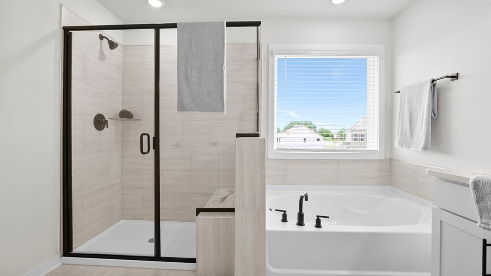Primary bathroom with vanity sink.