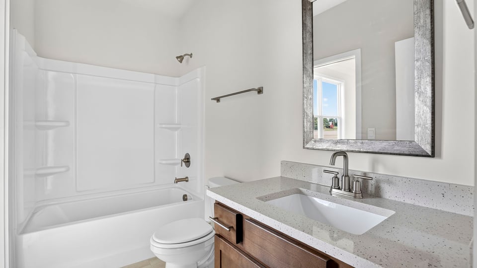 Bathroom with vanity sink.