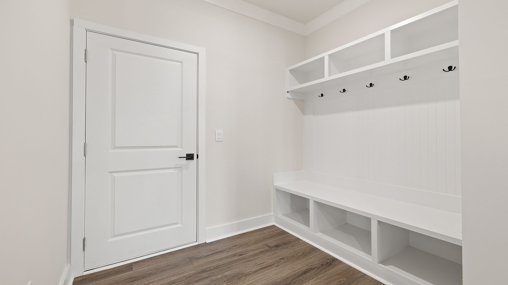 Storage area with cabinets.