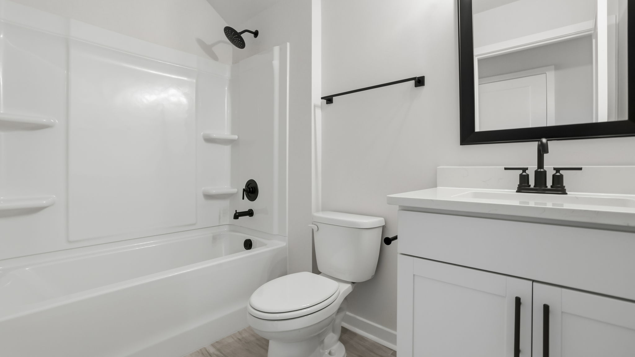 Bathroom with vanity sink.