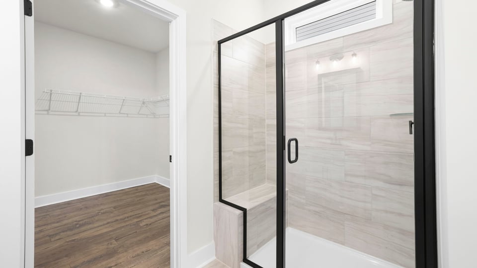 Bathroom with double vanity sink.