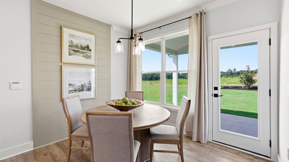 Dining room with windows.