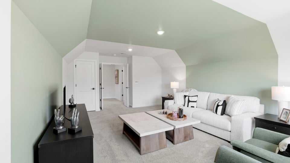 Bonus room with window and carpet.