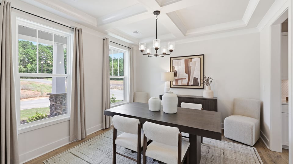 Dining area with windows.