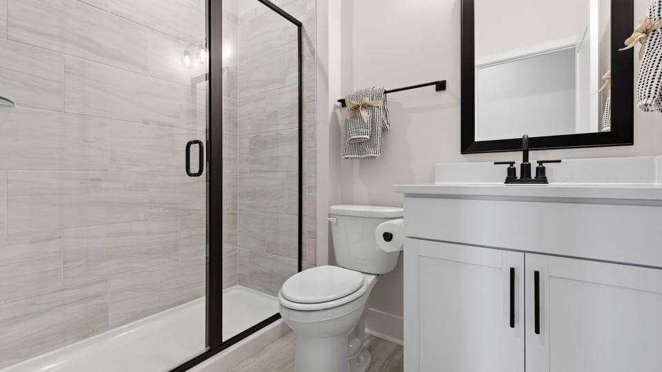 Bathroom with vanity sink.