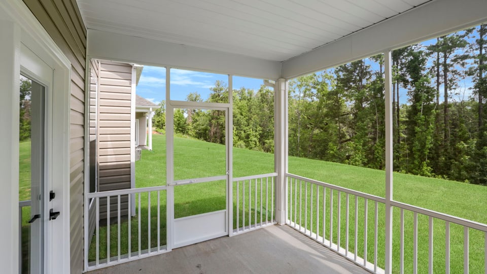 Back exterior with large backyard.