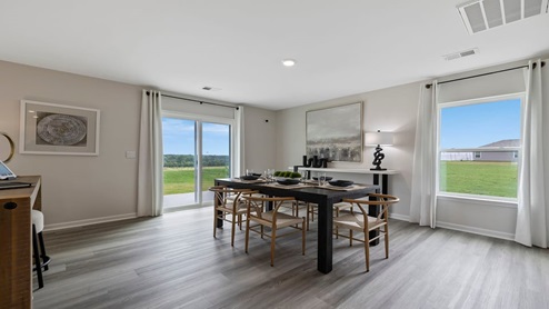 Family room with windows.