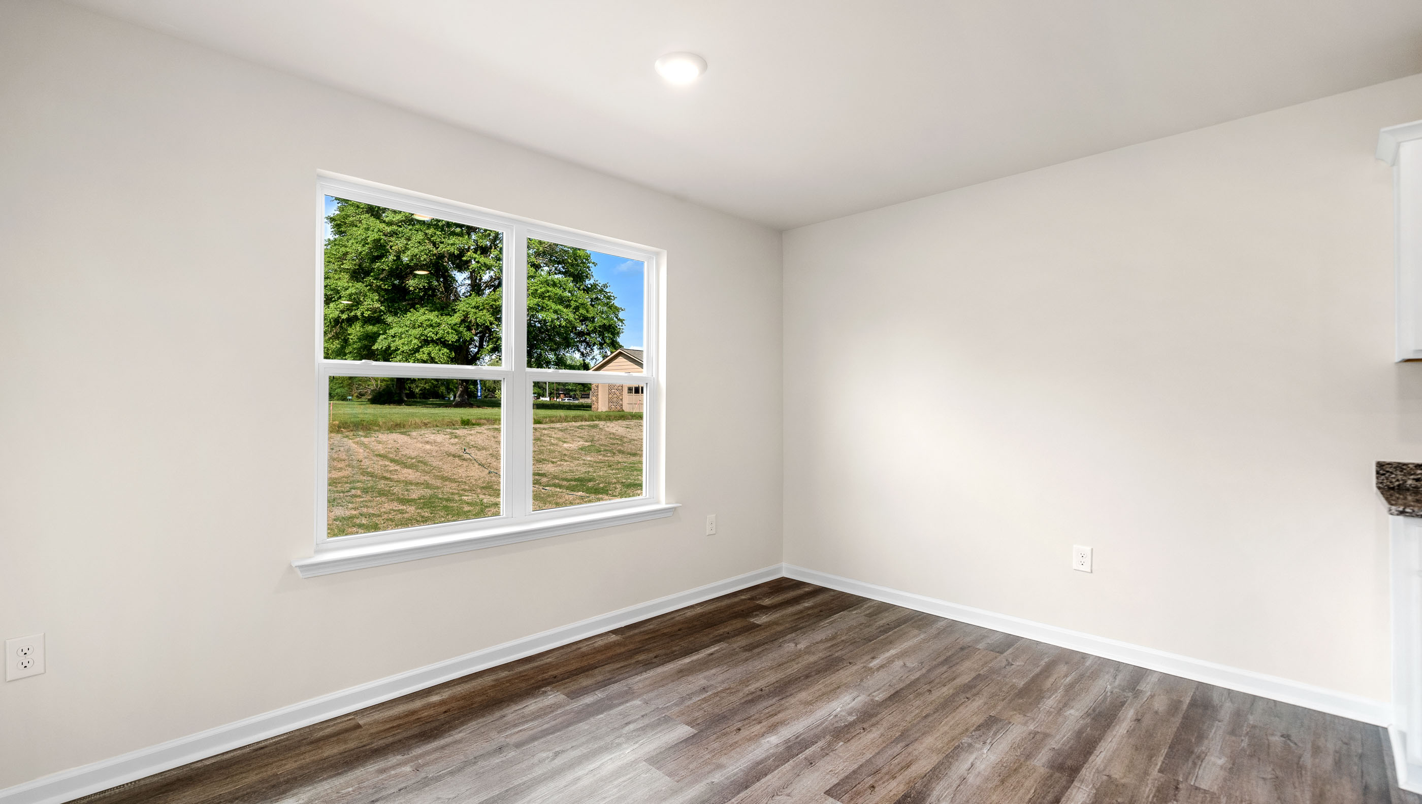 Livingroom with large backyard.