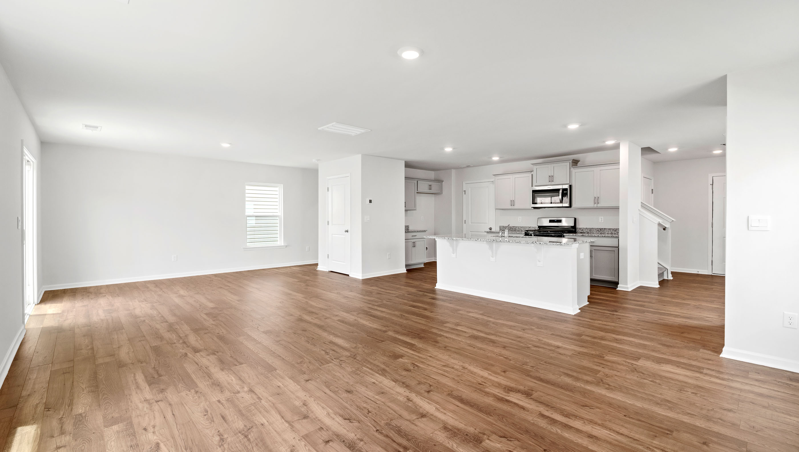 Family room looking towards kitchen.
