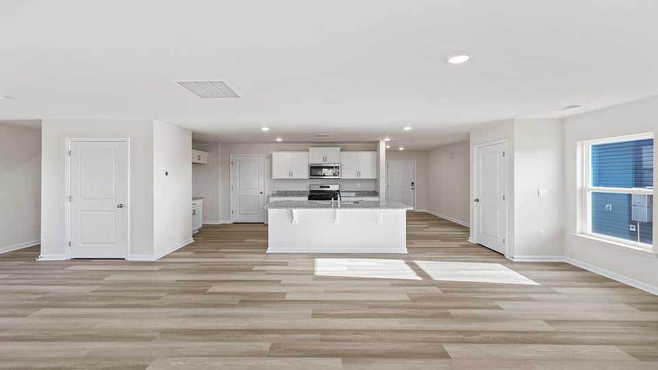 Family room facing kitchen.