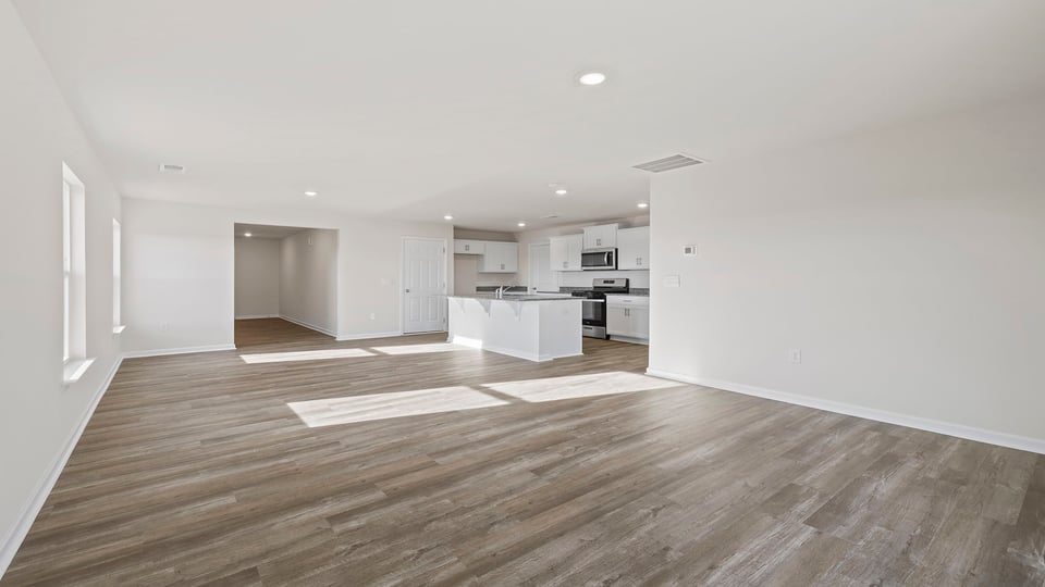 Dining room and living room.