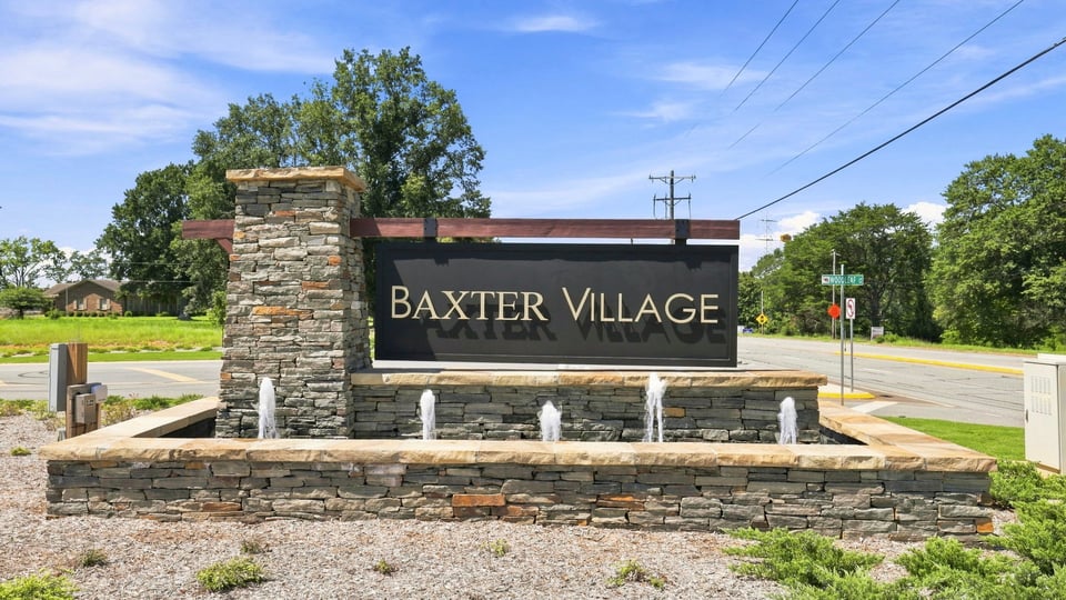 Baxter Village entrance sign.