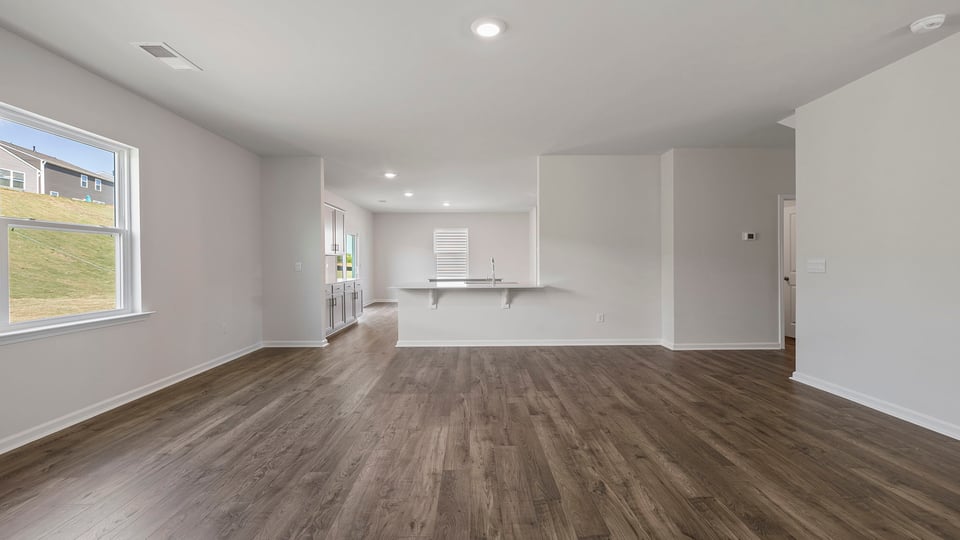 Family room looking towards kitchen.