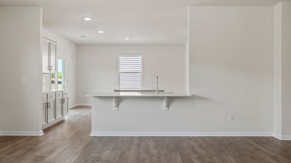 Kitchen with granite countertops.