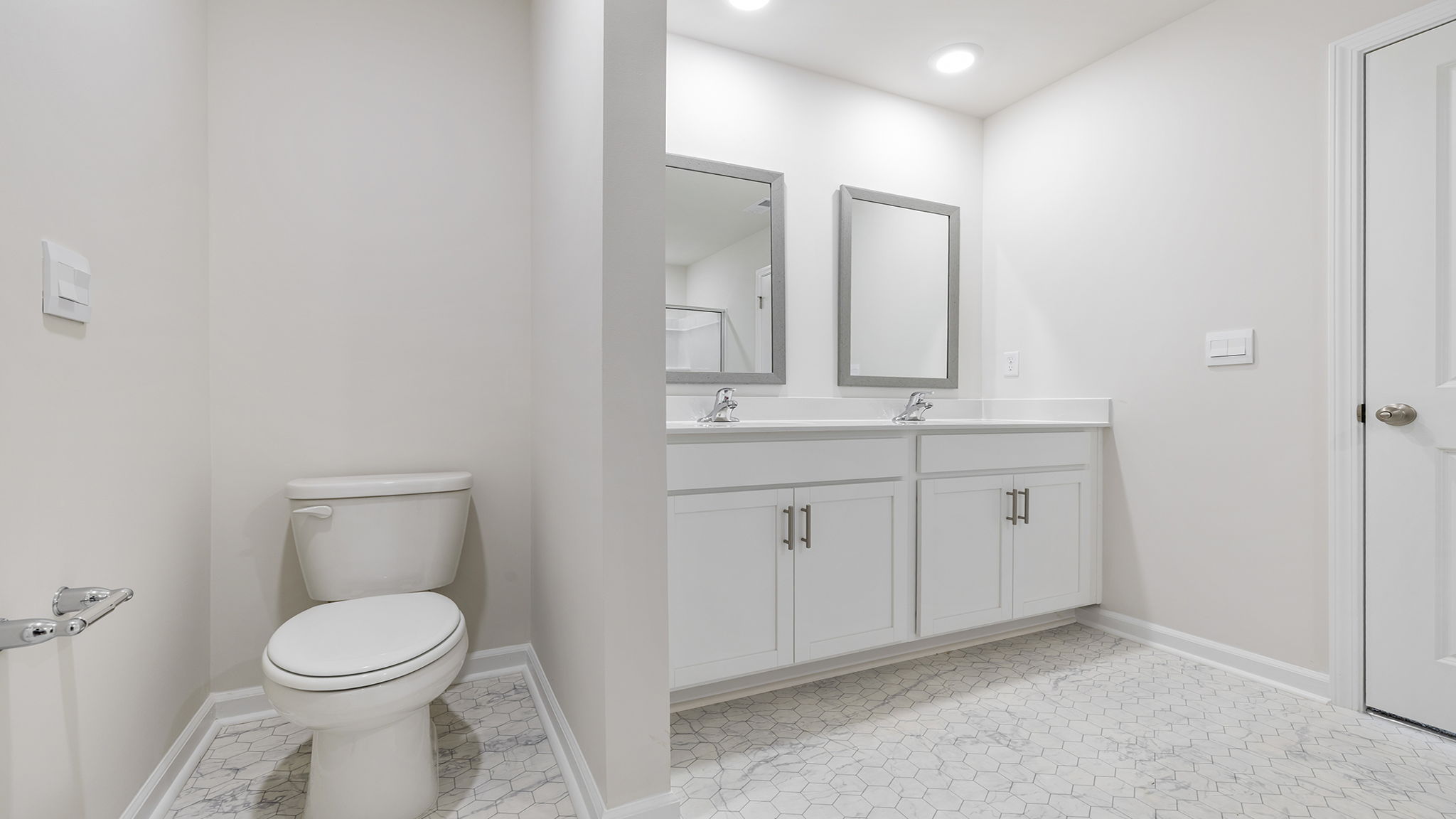 Bathroom with walk in shower and vanity