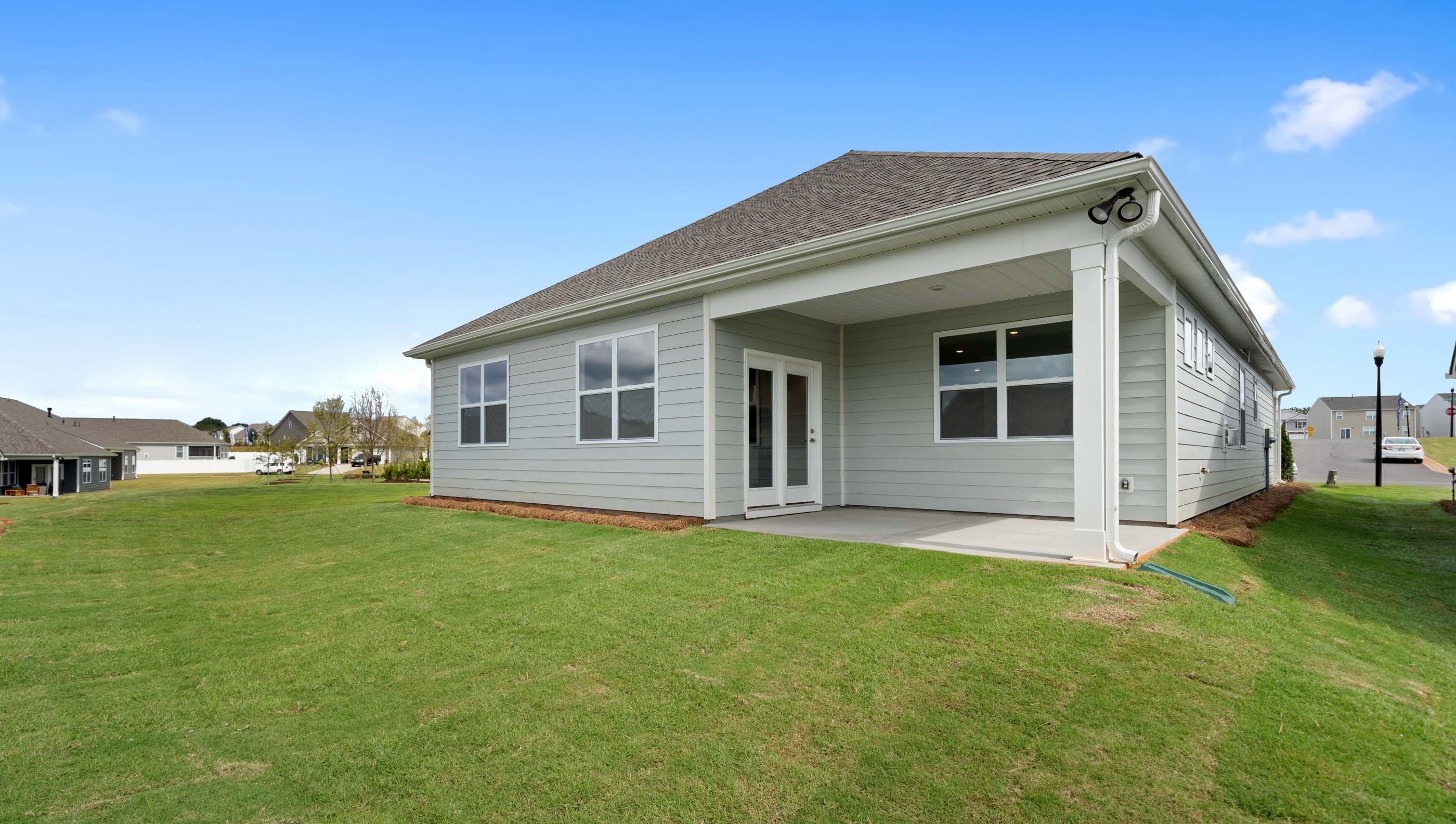 Back exterior of the Bristol with covered porch.