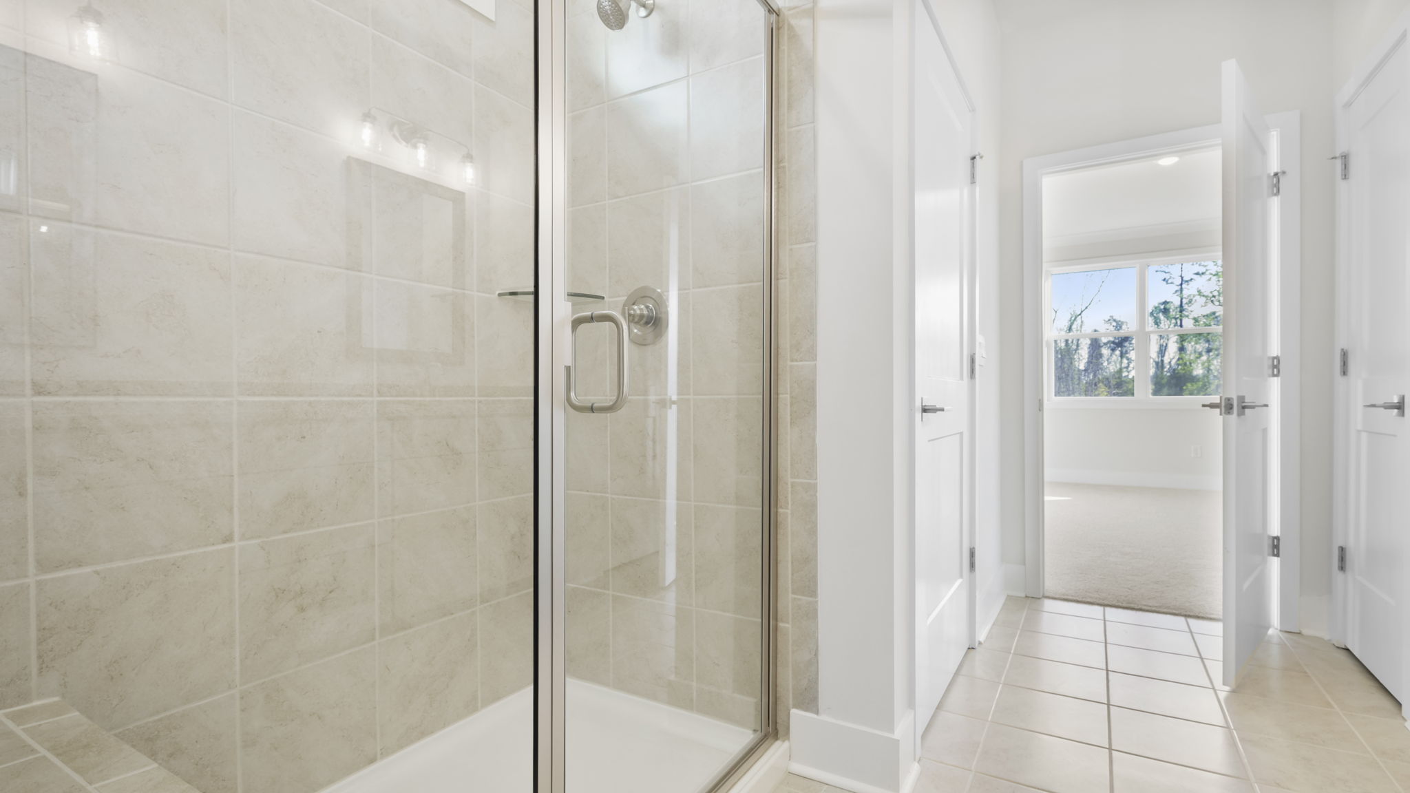 Bathroom with walk in shower.