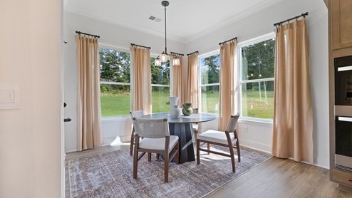 Dining area with windows.