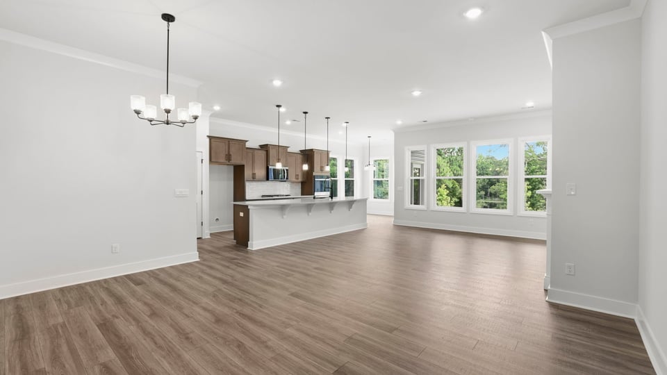 Family room with windows.