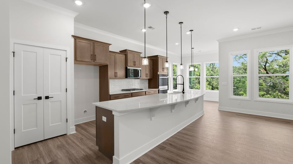 Kitchen with stainless steel appliances.