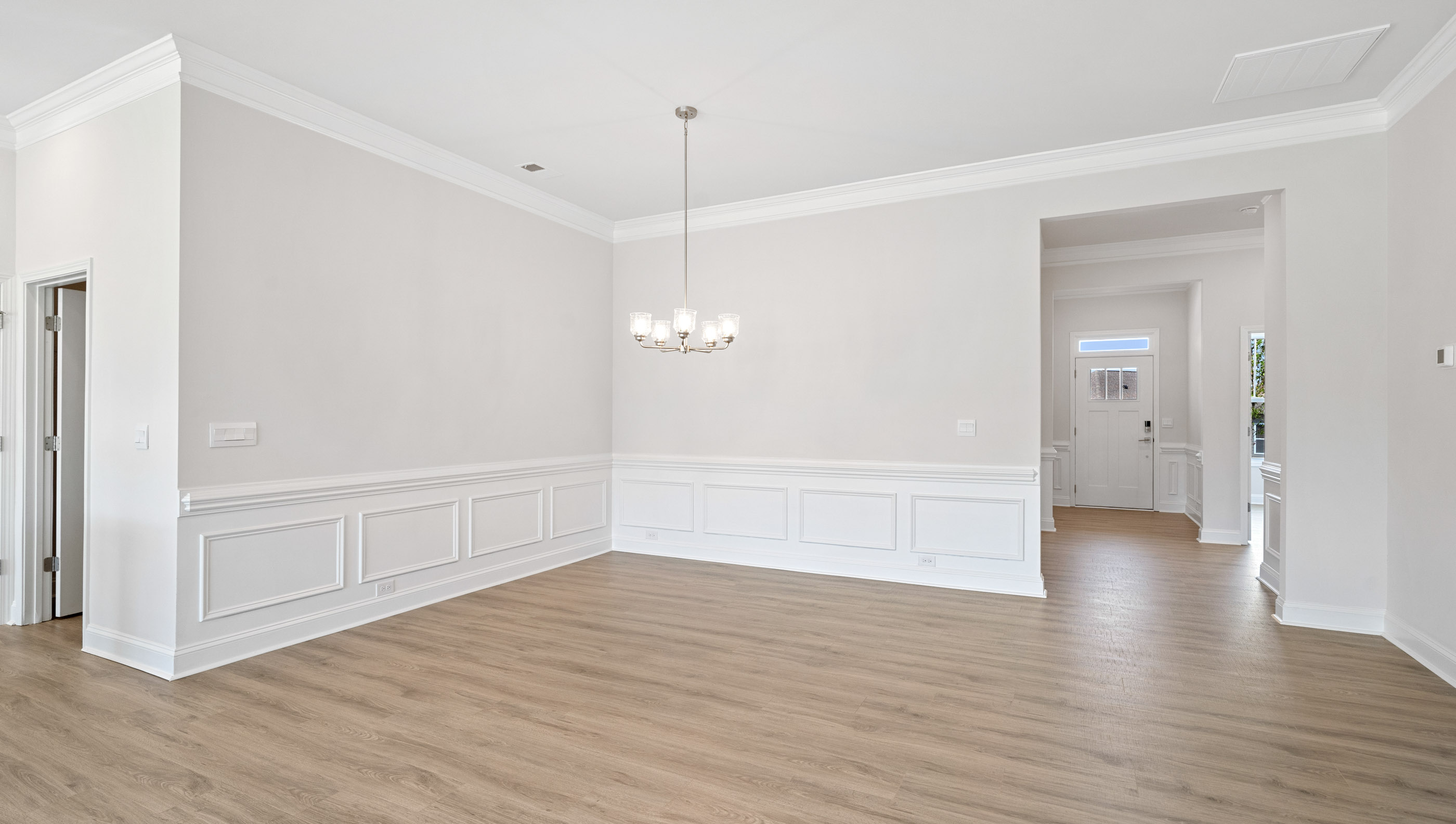 Family room with windows.