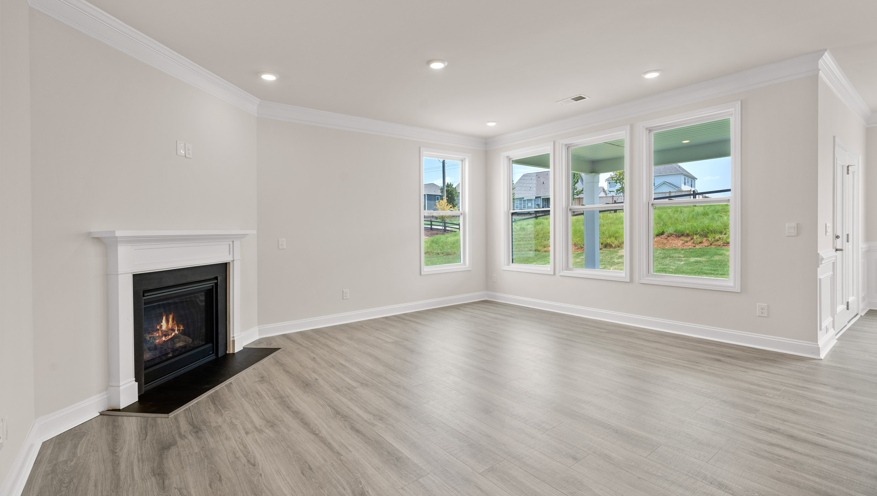 Living room with fireplace.