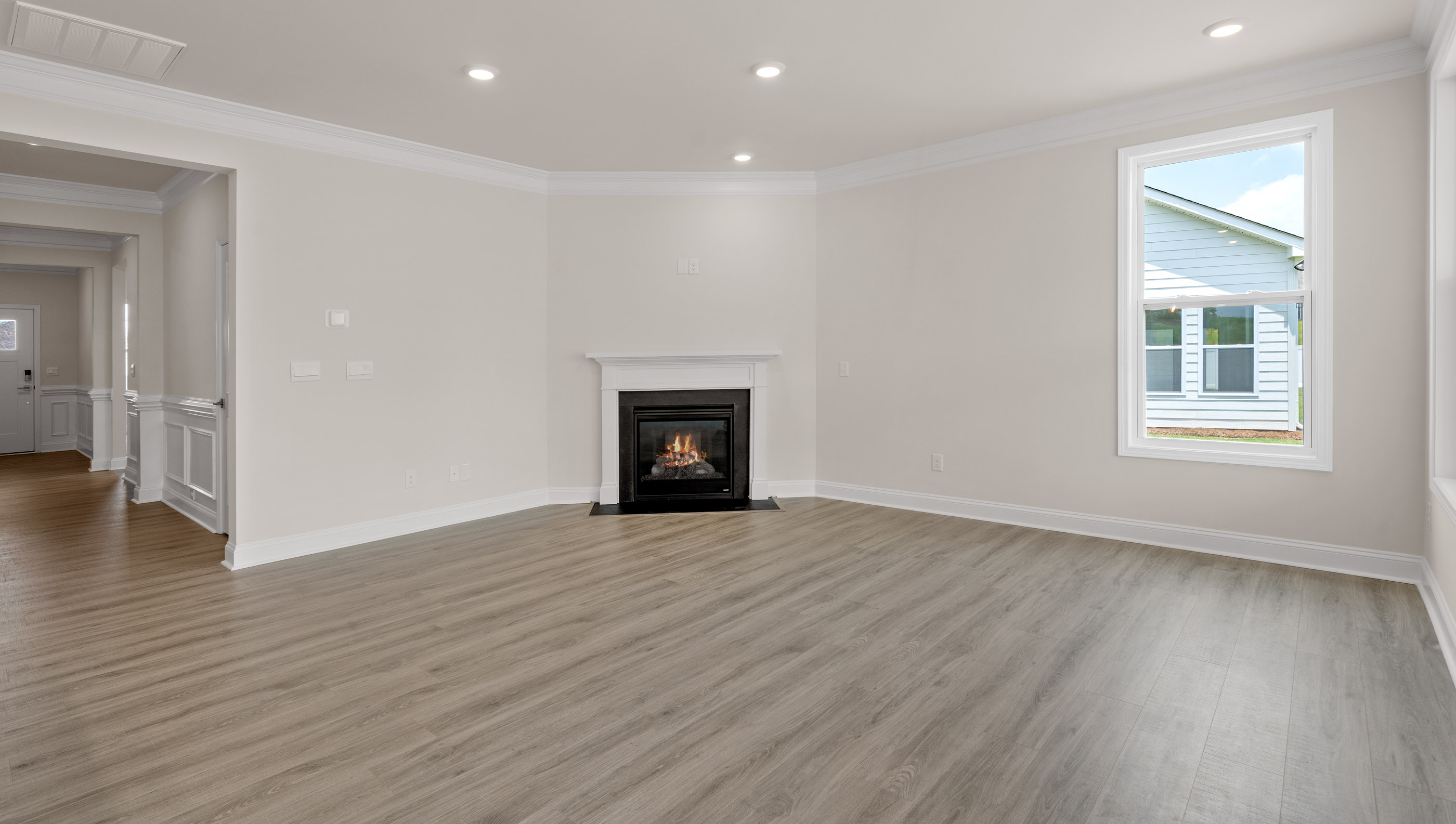 Living room with fireplace.