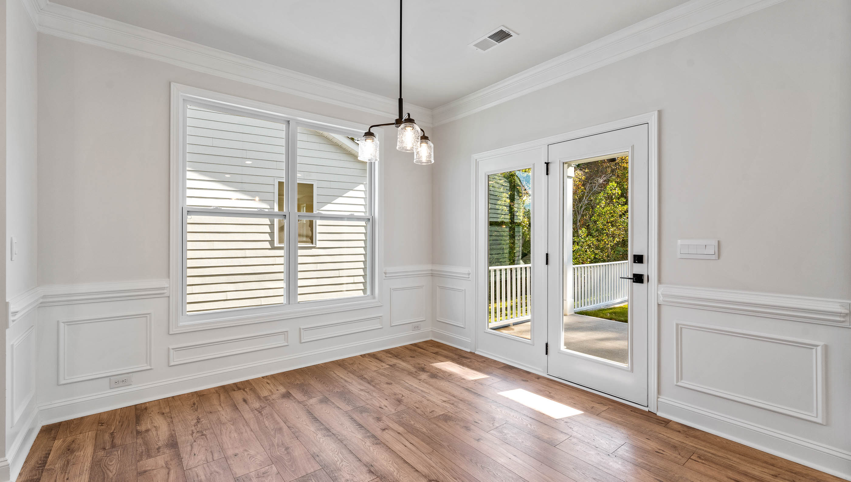 Dining area with windows.
