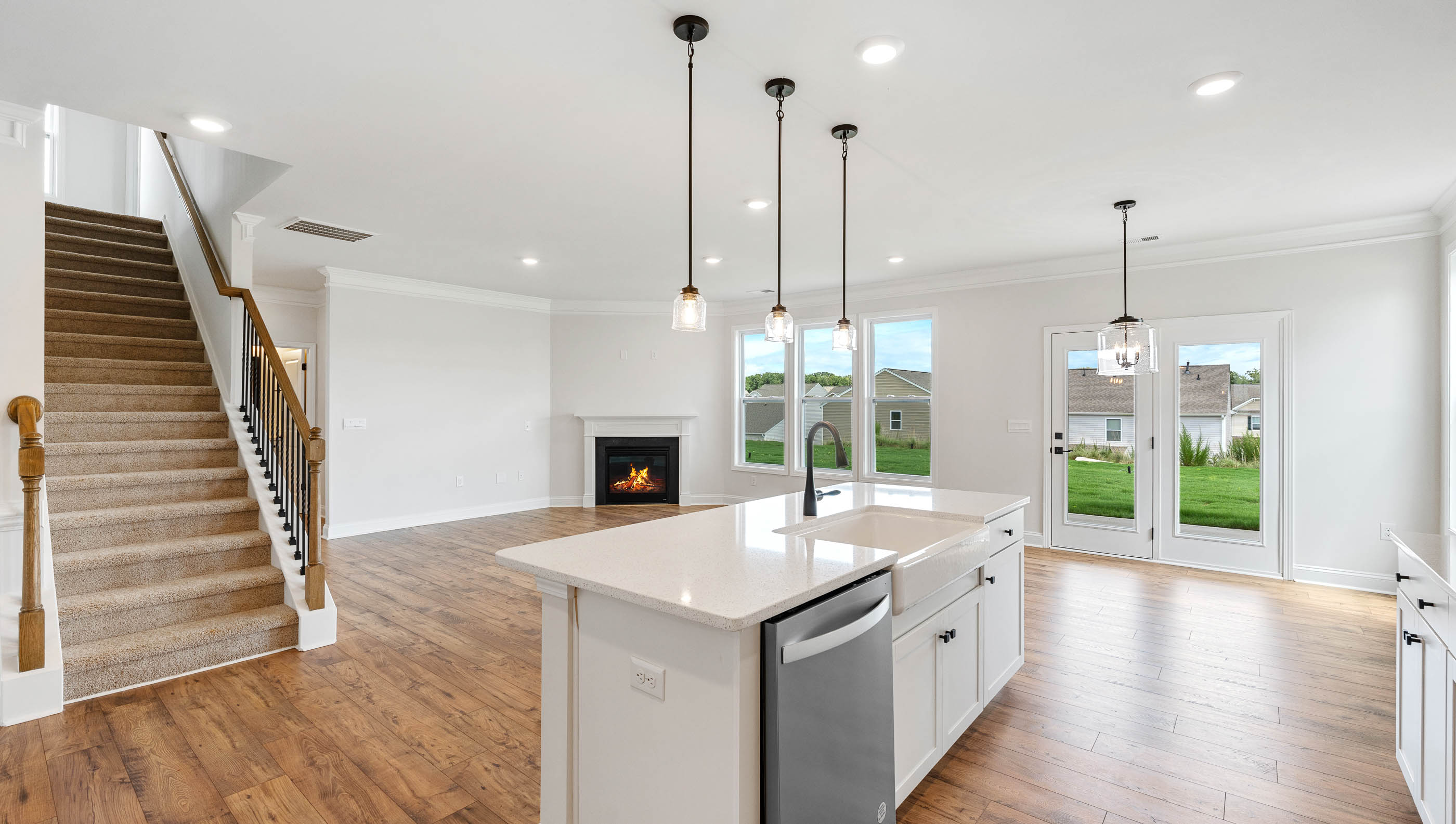 View of the dining area and stairwell.