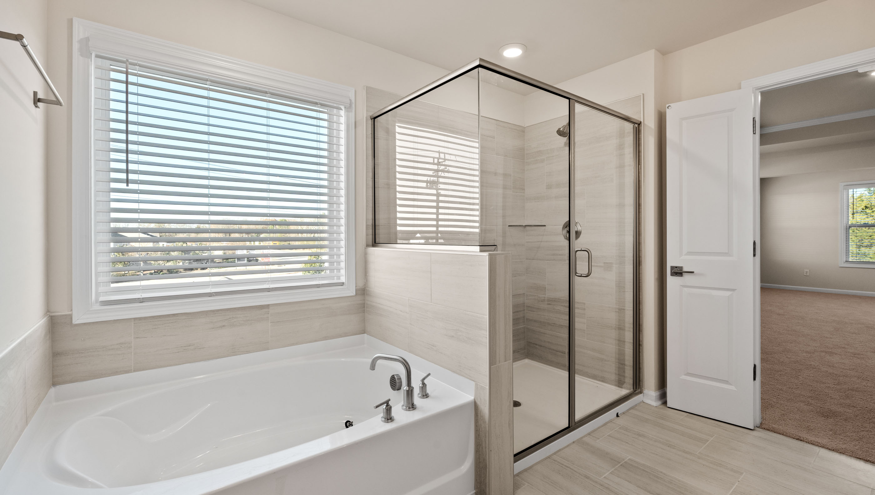 Garden tub and walk-in shower.