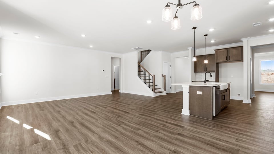 Kitchen open to the family room.