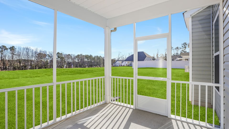 Screened porch over looking the back yard.