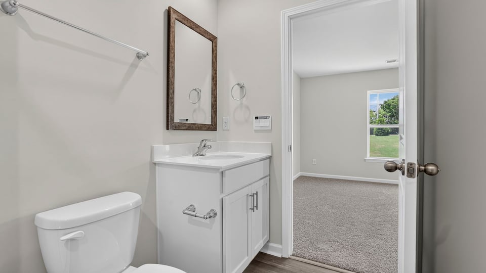 Bathroom with vanity.