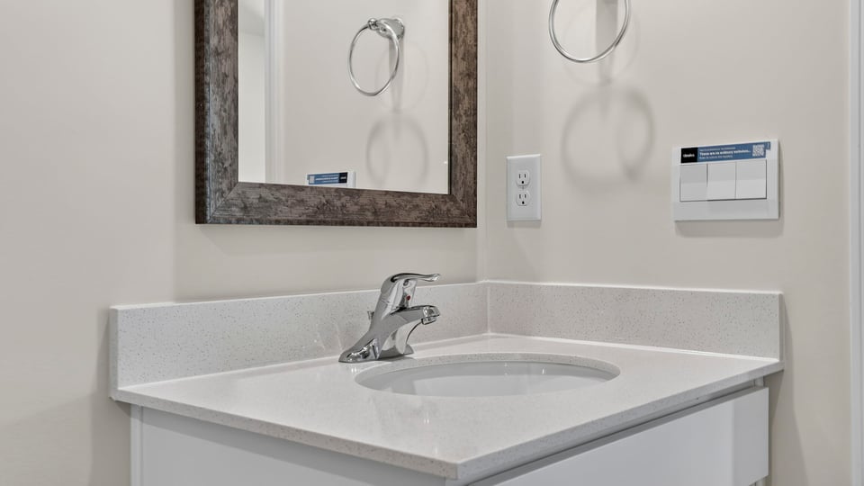 Bathroom with vanity.