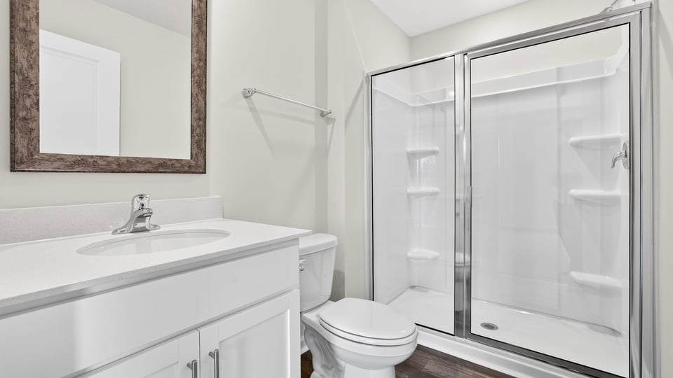 Bathroom with vanity sink.