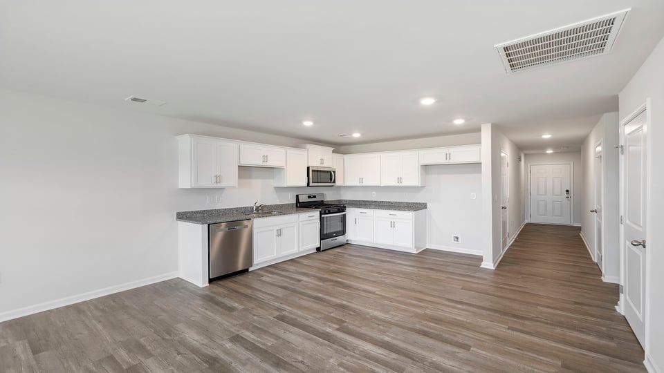 Kitchen view of living room.