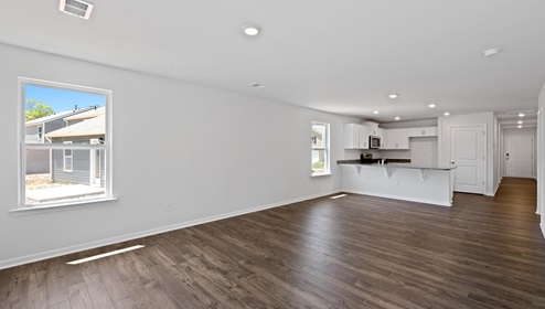 Family room with windows.