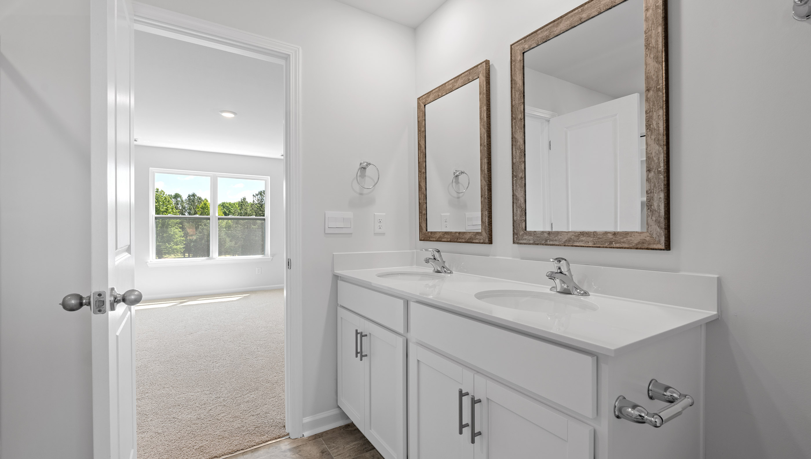 Bathroom with double sink vanity.