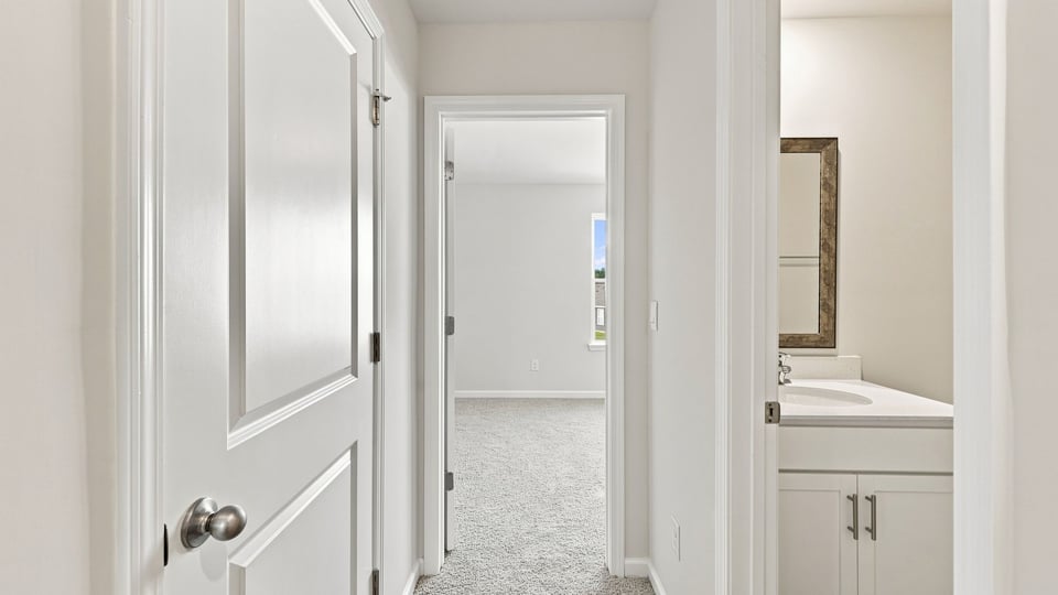 Bathroom with vanity sink.