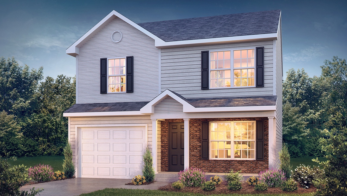 Brandon two story front exterior with siding and one car garage