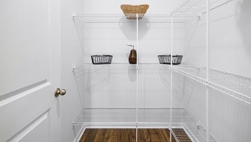 Pantry with built in food storage racks