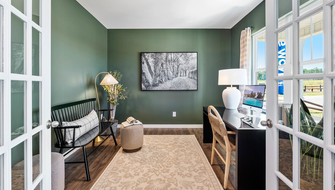 Flex room with window and franch doors.