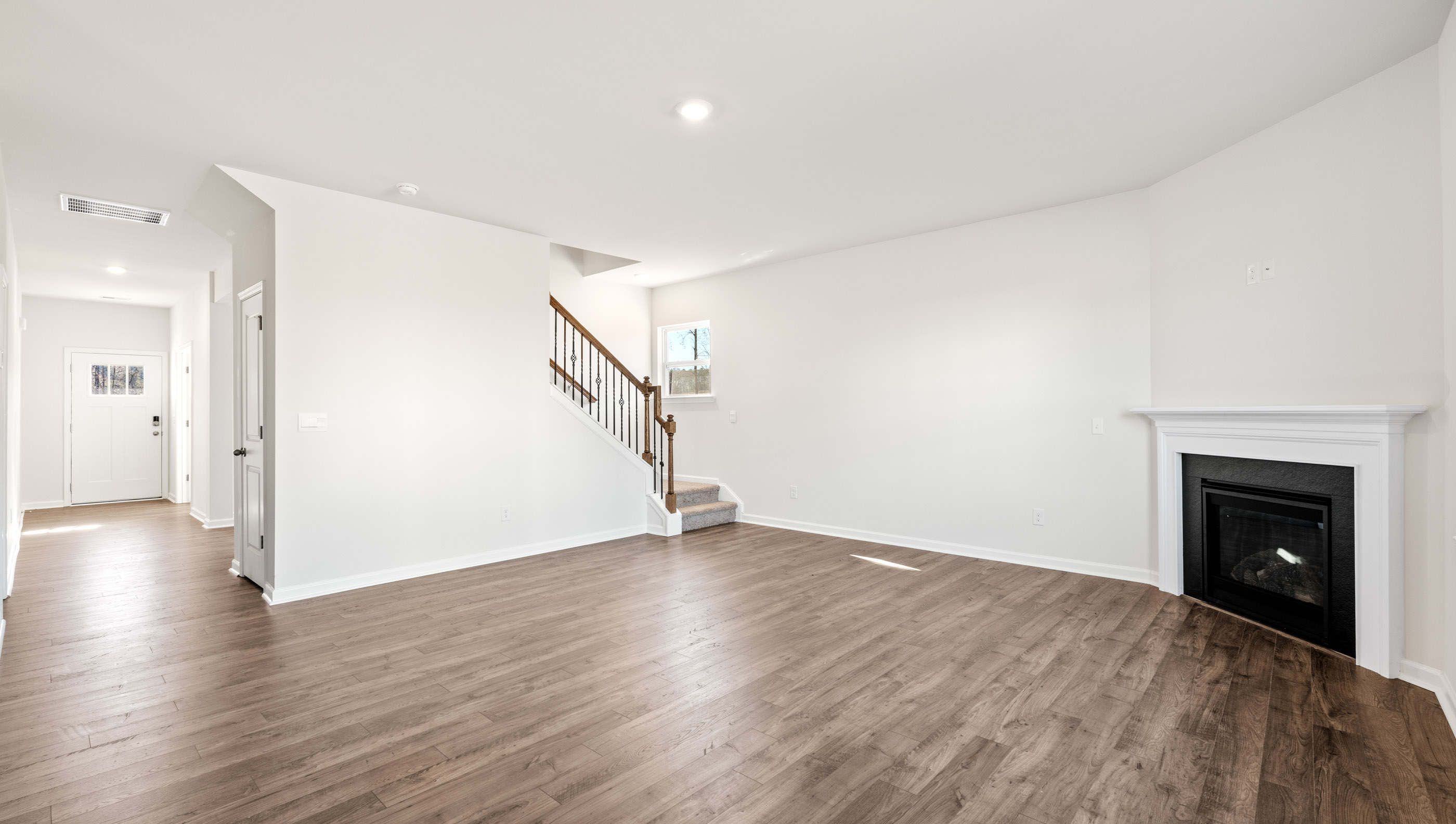 Living room with fireplace.